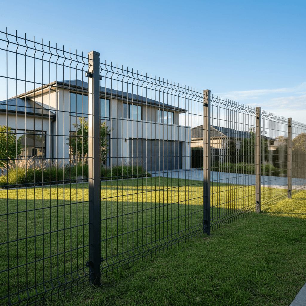 Clear view fence panels with metal posts